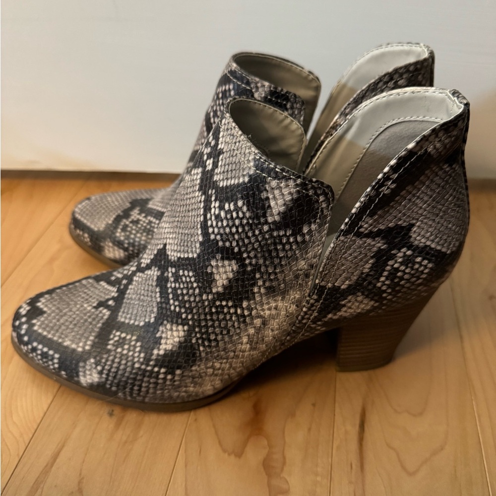 Fergalicious Black and Gray Snakeskin Ankle Boots